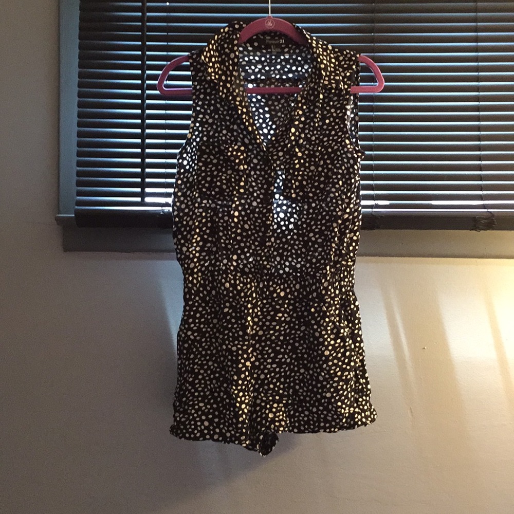 Black and white polka a dot romper